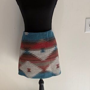 American Eagle size 12  Southwest Pattern Knit Mini Skirt in Teal and Rust